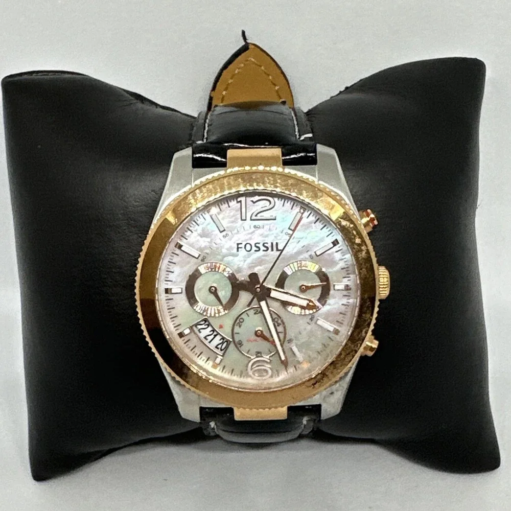 Fossil Perfect Boyfriend ES4135 Women's Black Leather Analog Dial Watch HME680